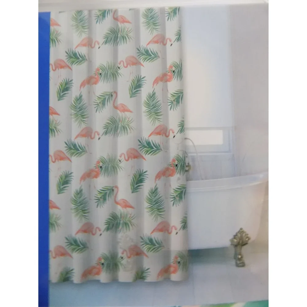 NEW Flamingo Shower Curtain 100% PEVA PVC Free Florida Home
